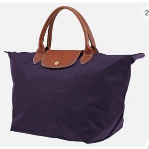 Longchamp Le Pliage medium top handle in purple